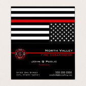 Carte De Visite Mince Red Line American Flag QR Code (Extérieur déplié)