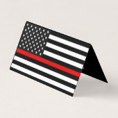 Carte De Visite Mince Red Line American Flag QR Code (Dos)