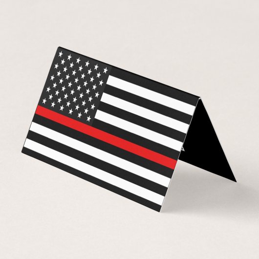 Carte De Visite Mince Red Line American Flag QR Code (Dos)