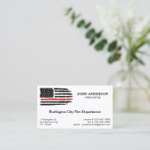 Carte De Visite Mince Red Line Drapeau Personnalisé Pompier (Debout devant)