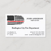 Carte De Visite Mince Red Line Drapeau Personnalisé Pompier (Devant)