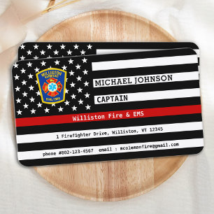 Carte De Visite Mince Red Line Pompier Emblem Service d'incendie