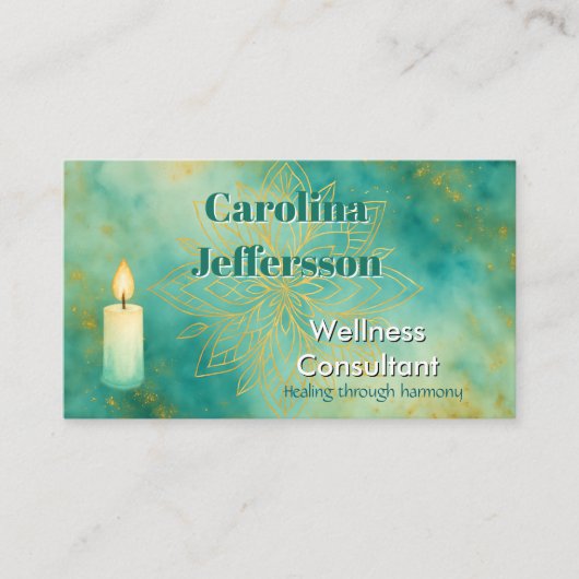 Carte De Visite Mindfulness Wellness Consultant Zen Lotus Turquois (Devant)