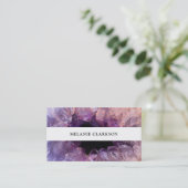 Carte De Visite Minerai pourpre moderne de geode de pierre gemme (Debout devant)