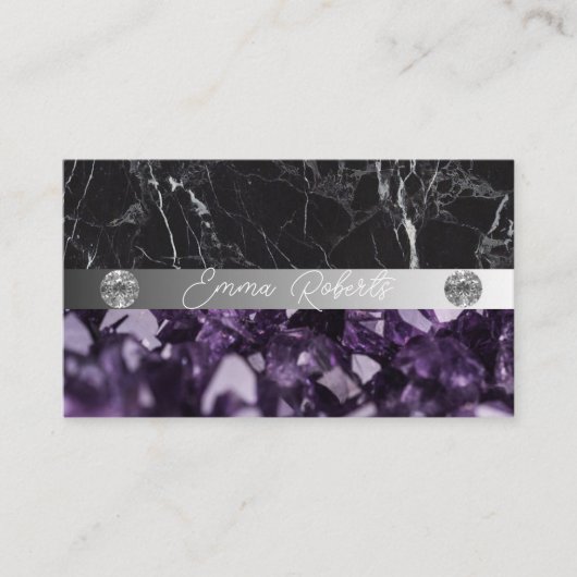 Carte De Visite Minéral Purple Améthyste Crystal Quartz Texture Bu (Devant)