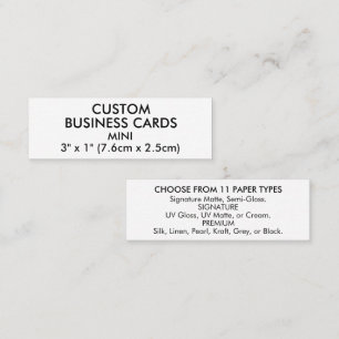 Carte De Visite Mini 50 x Taille MINI 3" x 1" Plus petite taille