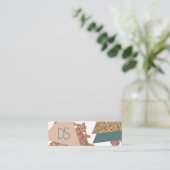 Carte De Visite Mini 80s rétro Abstrait | les années 70 Monogramme vert (Debout devant)