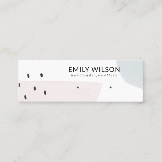 CARTE DE VISITE MINI ABSTRAIT BLUSH DUSKY BLUE STUD EARRING AFFICHAGE (Devant)