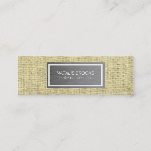 Carte De Visite Mini Acier brossé Métal et lin look pointu (Devant)