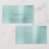 Carte De Visite Mini Acier Pearly Aqua Delicate Script Vip (Devant / Derrière)