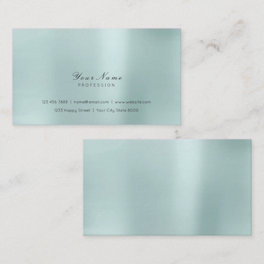 Carte De Visite Mini Acier Pearly Aqua Delicate Script Vip (Devant / Derrière)
