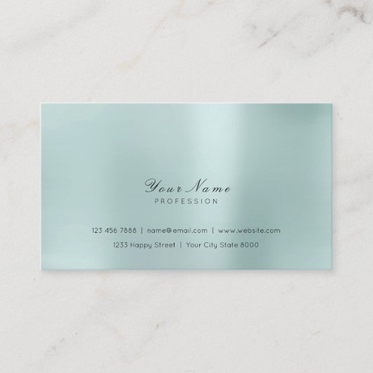 Carte De Visite Mini Acier Pearly Aqua Delicate Script Vip (Devant)