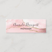 Carte De Visite Mini Agate rose vierge avec ruban or Élégant (Devant)