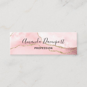 Carte De Visite Mini Agate rose vierge avec ruban or Élégant