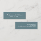 Carte De Visite Mini Agent de voyage bleu élegant minimal (Devant / Derrière)