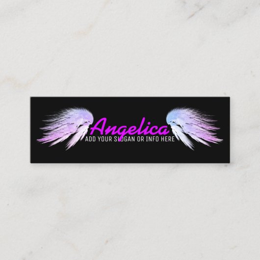 Carte De Visite Mini AILES ANGEL Imaginaire violet sur noir (Devant)