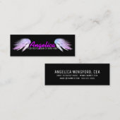 Carte De Visite Mini AILES ANGEL Imaginaire violet sur noir (Devant / Derrière)