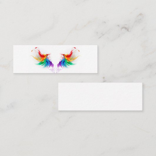 Carte De Visite Mini Ailes fluffy arc-en-ciel (Devant / Derrière)