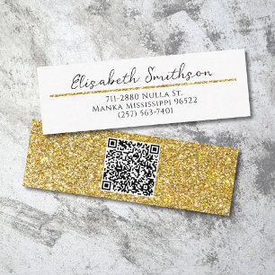Carte De Visite Mini Ajouter QR Code Gold Parties scintillant Moderne L