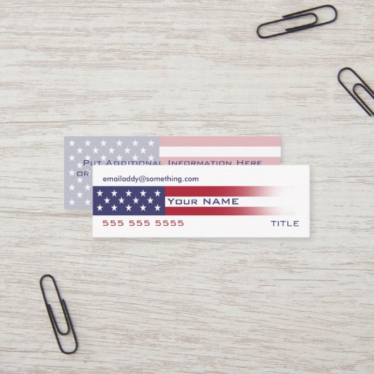 Carte De Visite Mini American Flag version 6 (Devant/Arrière en situation)