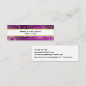 Carte De Visite Mini Améthyste Violet Et Agate Abstrait Or (Devant / Derrière)