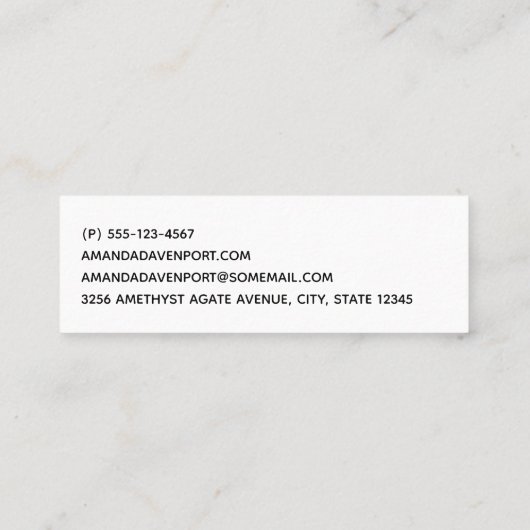 Carte De Visite Mini Améthyste Violet Et Agate Abstrait Or (Dos)