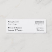 Carte De Visite Mini AMOROSO dans le blanc sur le noir (Dos)