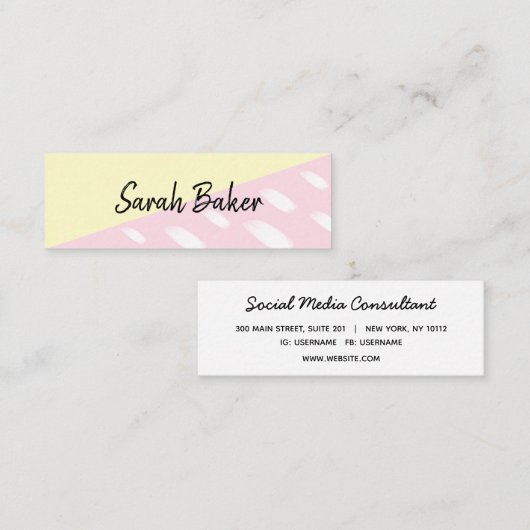 Carte De Visite Mini Amusant rose jaune moderne avec points aquarelle M (Devant / Derrière)