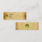 CARTE DE VISITE MINI ANCIEN PARCHEMENT BROWN, PIERRE GEM, JAUNE MONOGRA (Devant / Derrière)