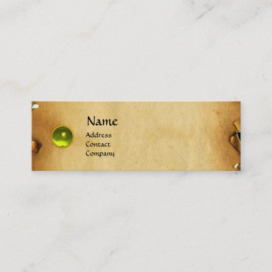 CARTE DE VISITE MINI ANCIEN PARCHEMENT BROWN, PIERRE GEM, JAUNE MONOGRA (Devant)