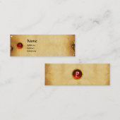 Carte De Visite Mini ANCIEN PARCHEMENT BROWN, PIERRE GEM, rouge MONOGRA (Devant / Derrière)