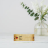 Carte De Visite Mini ANCIEN PARCHEMENT BROWN, PIERRE GEM, rouge MONOGRA (Debout devant)