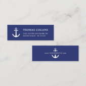 Carte De Visite Mini Ancre marine blanche simple et élégante | (Devant / Derrière)