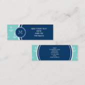 Carte De Visite Mini Ancres blanches vertes en bon état, monogramme de (Devant / Derrière)