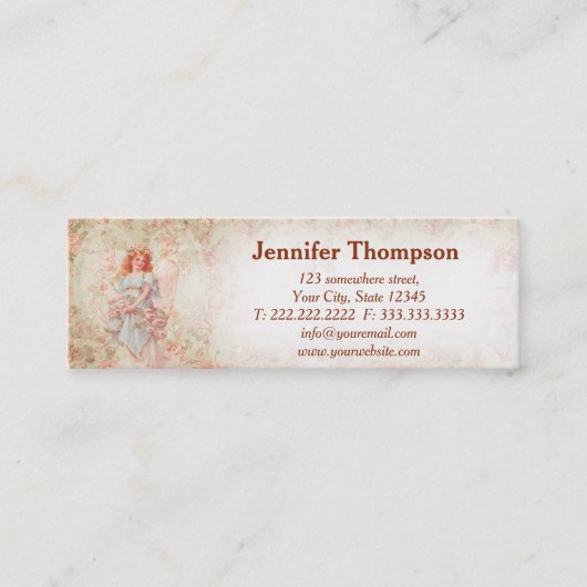 Carte De Visite Mini Ange avec des fleurs (Devant)