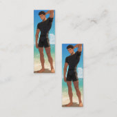 Carte De Visite Mini Anime Boy sur la plage (Devant / Derrière)