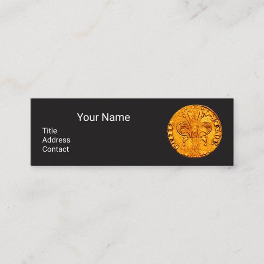 Carte De Visite Mini ANTIQUE GOLD FLORENTINE FORINT Black Paper (Devant)