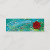 CARTE DE VISITE MINI AQUA ABSTRAIT BLEU TURQUOISE ÉPARKLES D'OR, SCEAU (Dos)