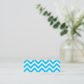 Carte De Visite Mini Aqua bleu et blanc Zig Zags (Debout devant)