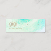 Carte De Visite Mini Aqua Blue Abstrait Aquarelle Époux oreille (Devant)
