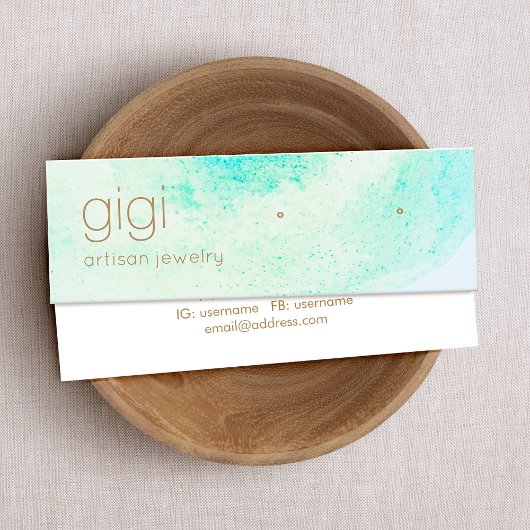 Carte De Visite Mini Aqua Blue Abstrait Aquarelle Époux oreille