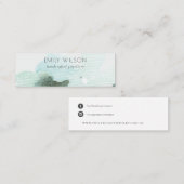 Carte De Visite Mini Aqua Blue Floral Abstrait Écran d'oreille (Devant / Derrière)