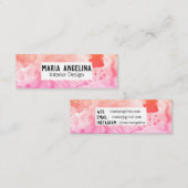 Carte De Visite Mini Aquarelle Abstraite de couleur rose moderne (Devant / Derrière)