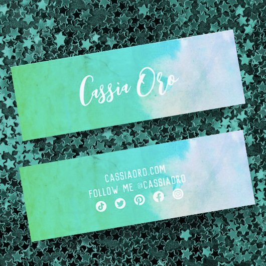 Carte De Visite Mini Aquarelle Abstraite Vert Custom Social Media Icône