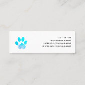 Carte De Visite Mini Aquarelle bleu de la beauté Empreinte de patte (Dos)