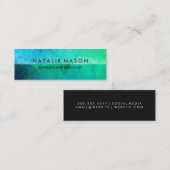 Carte De Visite Mini Aquarelle bleu-vert sophistiquée (Devant / Derrière)