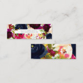 Carte De Visite Mini Aquarelle - Blush, Bourgogne+Navy (Devant / Derrière)