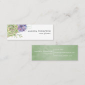 Carte De Visite Mini Aquarelle Cactus du désert Succulents (Devant / Derrière)