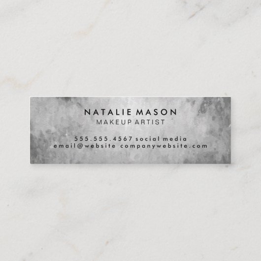 Carte De Visite Mini Aquarelle chic gris avec monogramme (Dos)