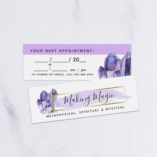 Carte De Visite Mini Aquarelle Crystals & Gold Minimalist